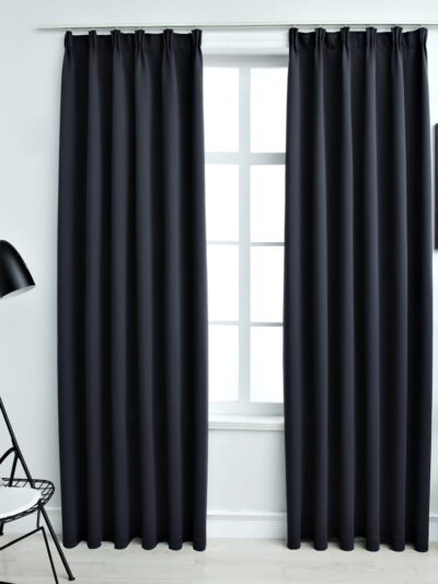 Draperii opace cu cârlige, 2 buc., antracit, 140 x 245 cm - Casa - Decoo