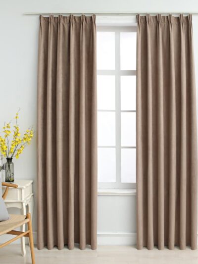 Draperii opace cu cârlige, 2 buc., gri taupe, 140 x 245 cm - Casa - Decoo