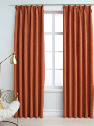 Draperii opace cu cârlige, 2 buc., ruginiu, 140 x 225 cm - Casa - Decoo