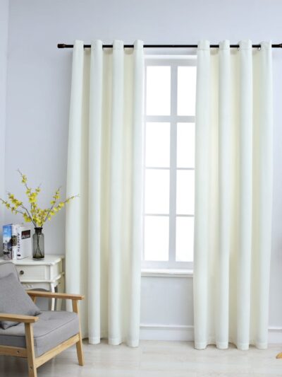 Draperii opace cu inele, 2 buc., crem, 140 x 245 cm, catifea - Casa - Decoo