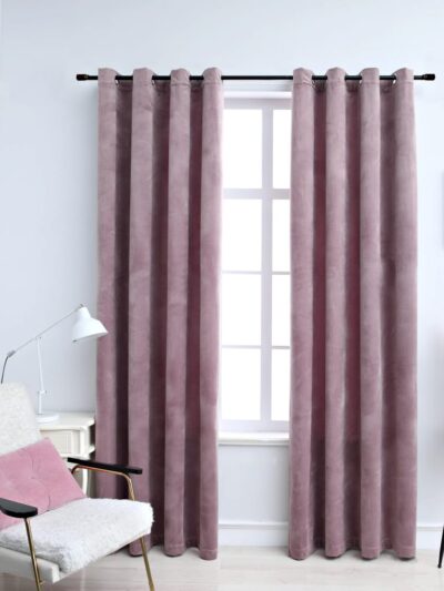 Draperii opace cu inele 2 buc. roz antichizat 140x225cm catifea - Casa - Decoo