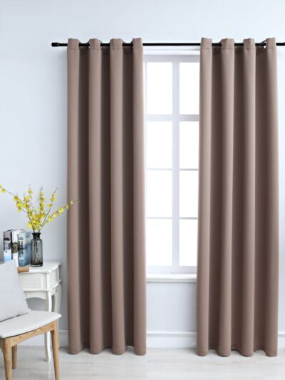 Draperii opace cu inele metalice, 2 buc, gri taupe, 140x175 cm - Casa - Decoo