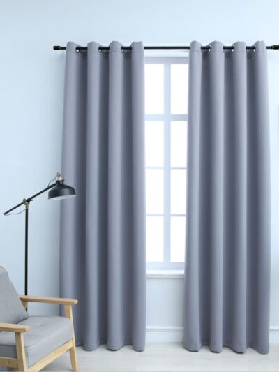 Draperii opace cu inele metalice, 2 buc., gri, 140 x 175 cm - Casa - Decoo