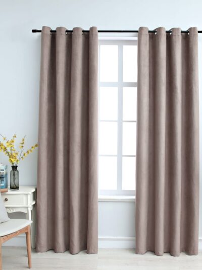 Draperii opace cu inele metalice, 2 buc., gri taupe, 140x245 cm - Casa - Decoo