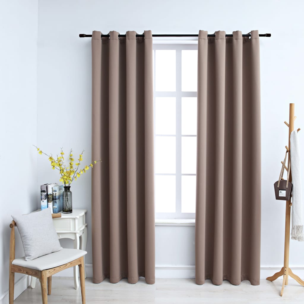 Draperii opace cu inele metalice, 2 buc., gri taupe, 140x245 cm - Casa - Decoo