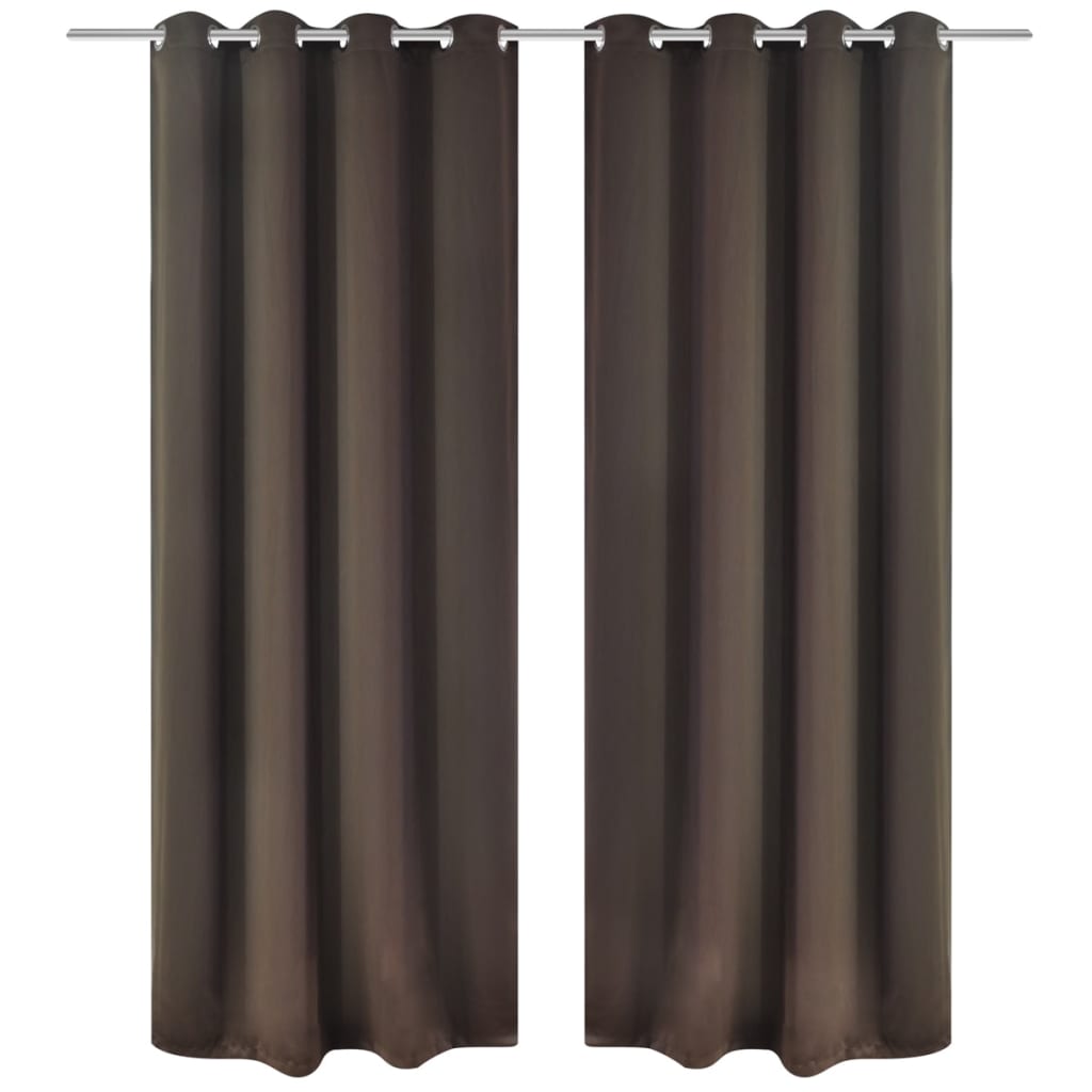 Draperii opace cu inele metalice, 2 buc., maro, 135 x 245 cm - Casa - Decoo