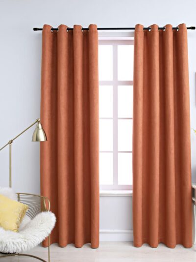 Draperii opace cu inele metalice, 2 buc., ruginiu, 140x225 cm - Casa - Decoo