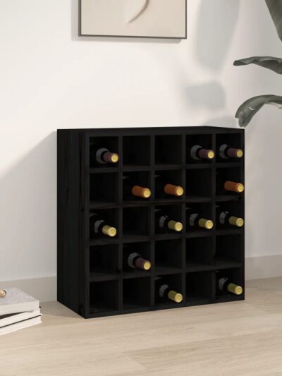 Dulap de vinuri, negru, 56x25x56 cm, lemn masiv de pin - Casa - Decoo