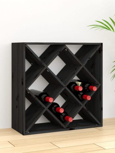 Dulap de vinuri, negru, 62x25x62 cm, lemn masiv de pin - Casa - Decoo