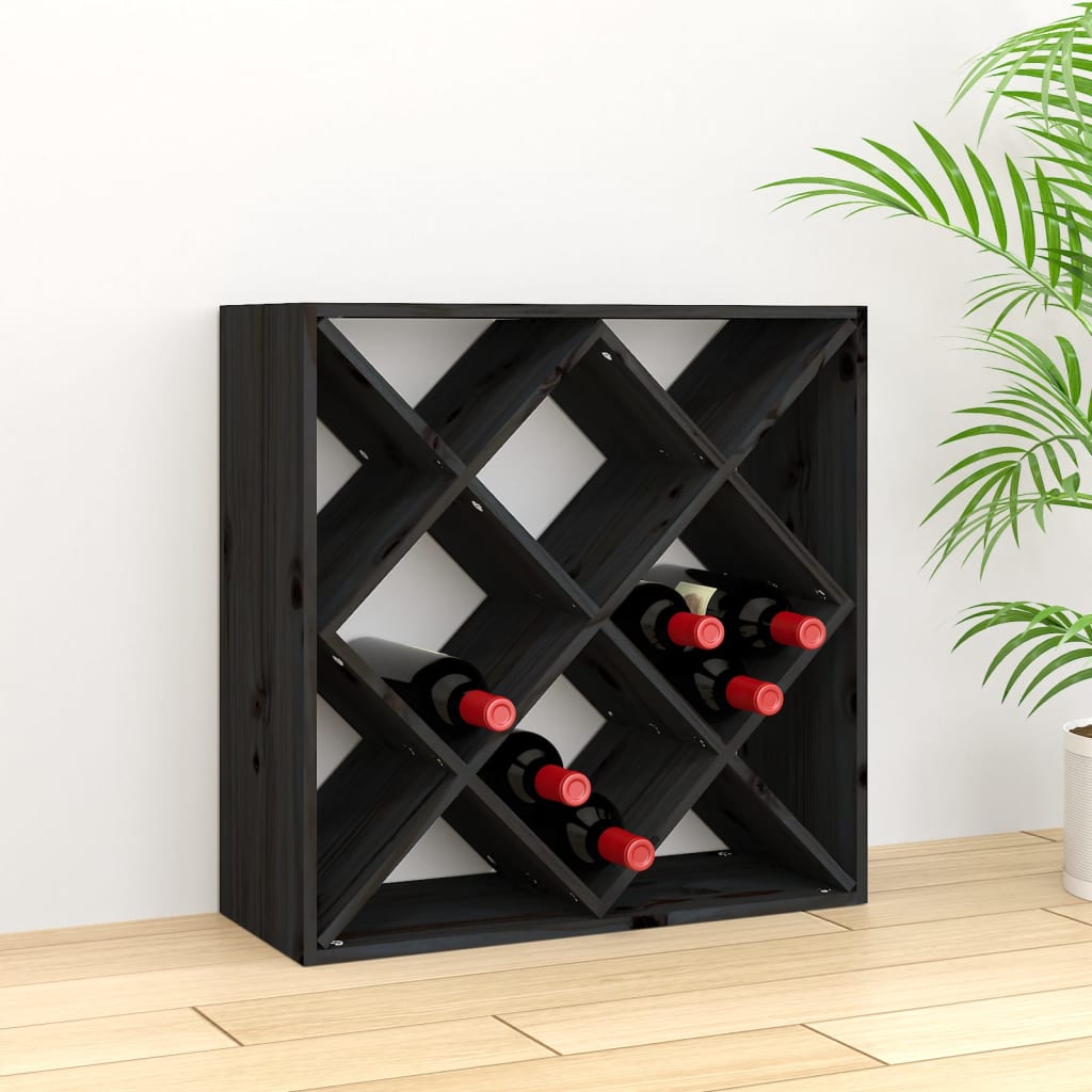 Dulap de vinuri, negru, 62x25x62 cm, lemn masiv de pin - Casa - Decoo