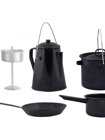 Esschert Design Set de gătit pentru exterior, 4 piese, negru, FF215 - Recreere in aer liber - Decoo