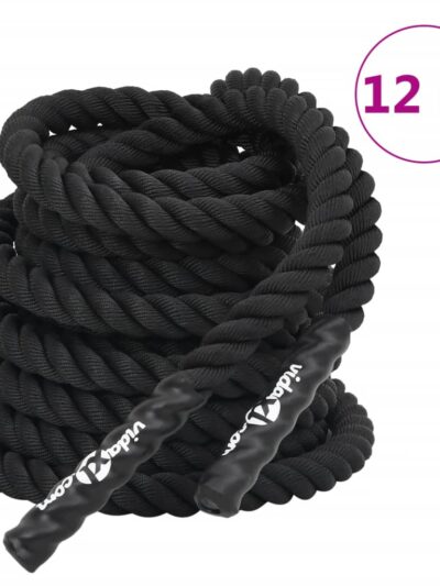 Frânghie de lucru, negru, 12 m, 9 kg, poliester - Aparate fitness - Decoo