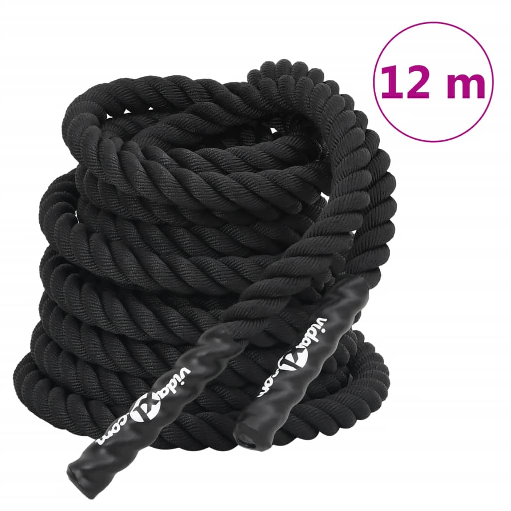 Frânghie de lucru, negru, 12 m, 9 kg, poliester - Aparate fitness - Decoo