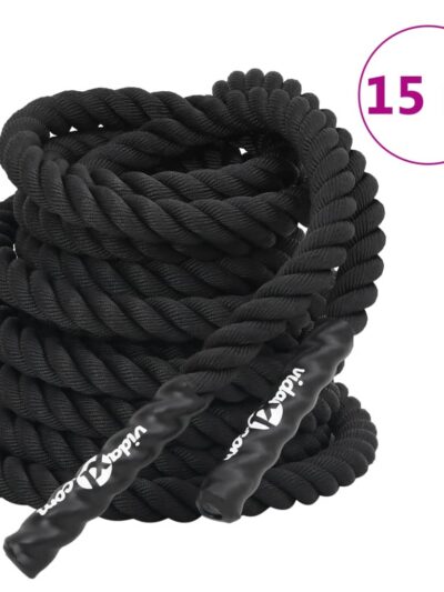 Frânghie de lucru, negru, 15 m, 11 kg, poliester - Aparate fitness - Decoo