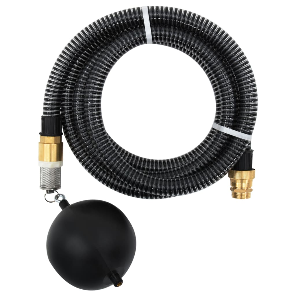 Furtun de aspirație cu racorduri din alamă, negru 1,1" 10 m PVC - Gradina - Decoo