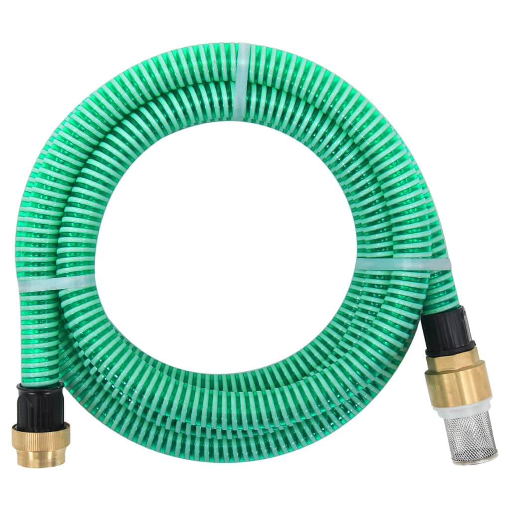 Furtun de aspirație cu racorduri din alamă, verde 1,1" 5 m, PVC - Gradina - Decoo