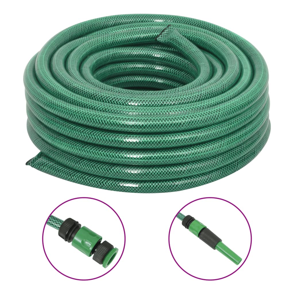 Furtun de grădină cu set de racorduri, verde, 50 m, PVC - Gradina - Decoo