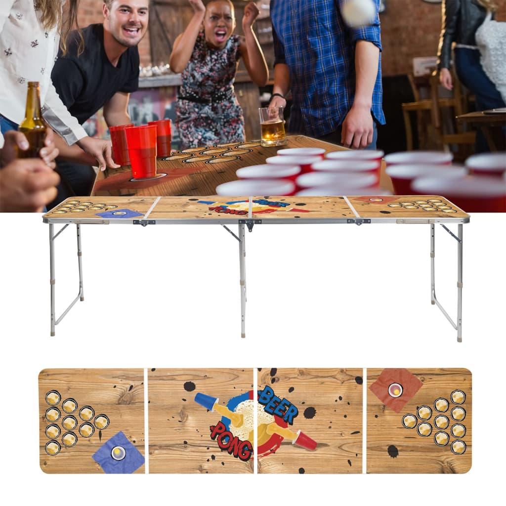 HI Masă Beer Pong pliabilă, 240x60x55 cm, MDF și aluminiu - Foosball - Decoo