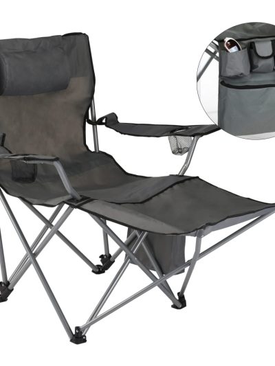 HI Scaun de camping de lux cu suport de picioare, antracit - Mobilier camping - Decoo