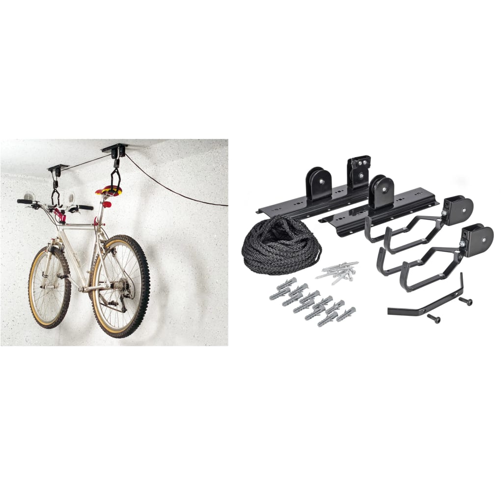 HI Sistem de ridicare pentru biciclete, negru, metal - Accesorii biciclete - Decoo