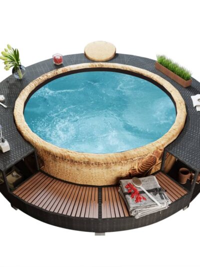 Împrejmuire cadă hidromasaj, negru, poliratan - Accesorii SPA si piscine - Decoo