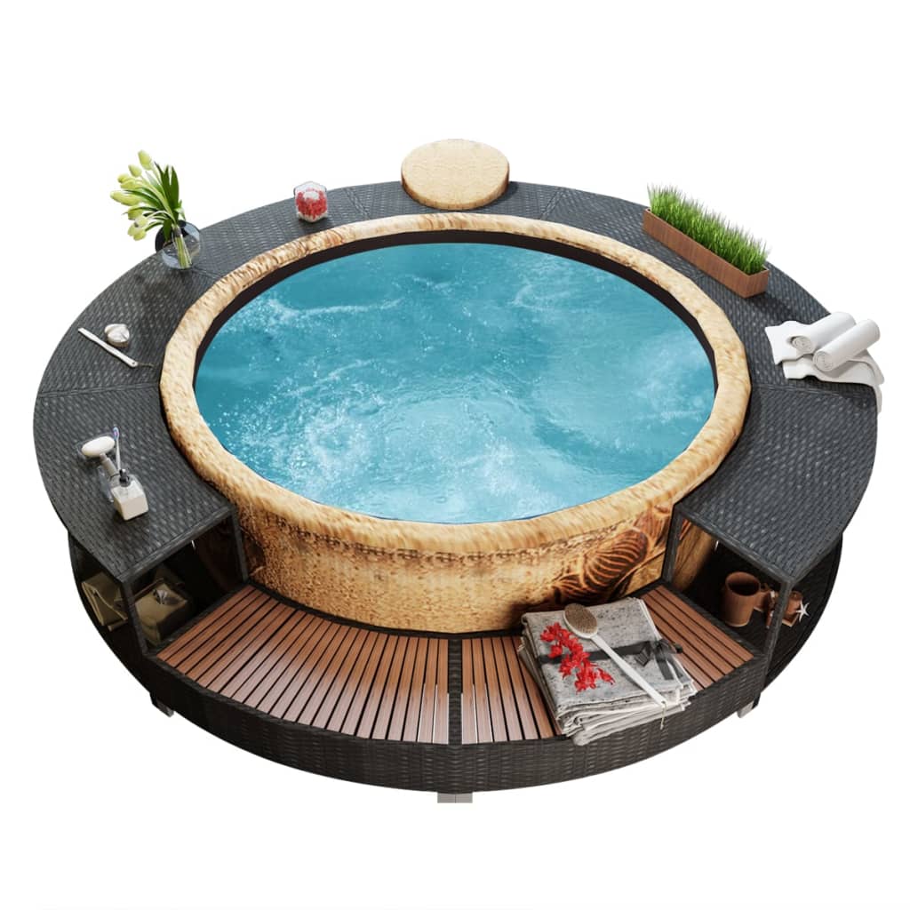 Împrejmuire cadă hidromasaj, negru, poliratan - Accesorii SPA si piscine - Decoo