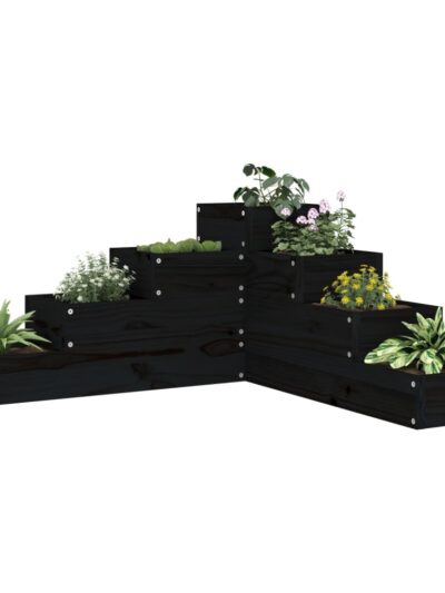 Jardinieră grădină 4 niveluri, negru 80,5x79x36 cm lemn pin - Ghivece si suporturi flori - Decoo