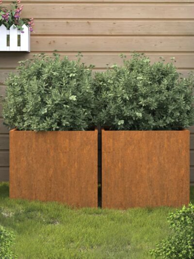 Jardiniere, 2 buc., 49x47x46 cm, oțel corten - Ghivece si suporturi flori - Decoo