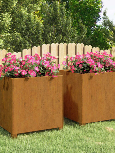 Jardiniere cu picioare 2 buc. ruginiu 49x47x50 cm oțel corten - Ghivece si suporturi flori - Decoo