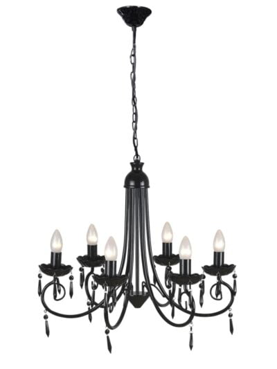 Lampă de tavan Candelabru elegant negru 6 fasunguri pentru becuri - Accesorii corpuri de iluminat - Decoo