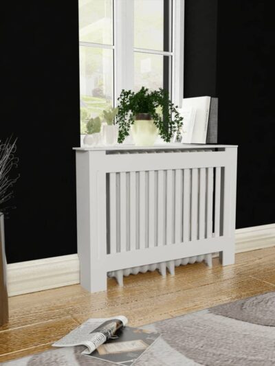 Mască de calorifer încălzire, dulap radiator, alb, 112 cm, MDF - Casa - Decoo