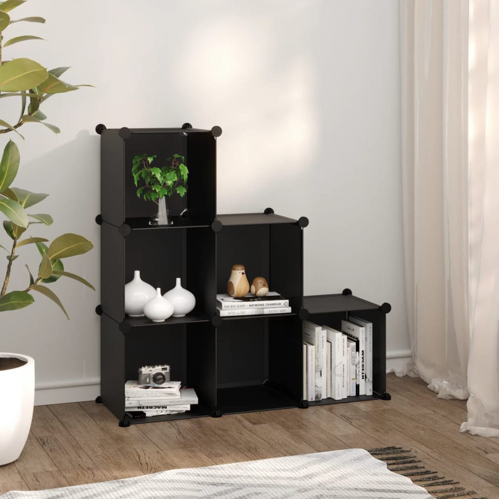 Organizator cub de depozitare, 6 cuburi, negru, PP - Casa - Decoo