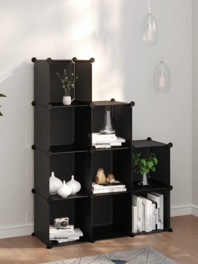 Organizator cub de depozitare, 9 cuburi, negru, PP - Casa - Decoo