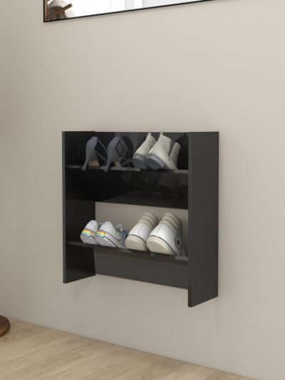 Pantofar de perete, negru extralucios, 60x18x60 cm, PAL - Casa - Decoo