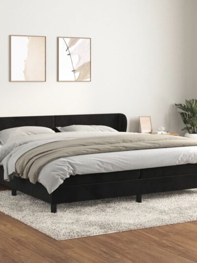 Pat box spring cu saltea, negru, 200x200 cm, catifea - Casa - Decoo