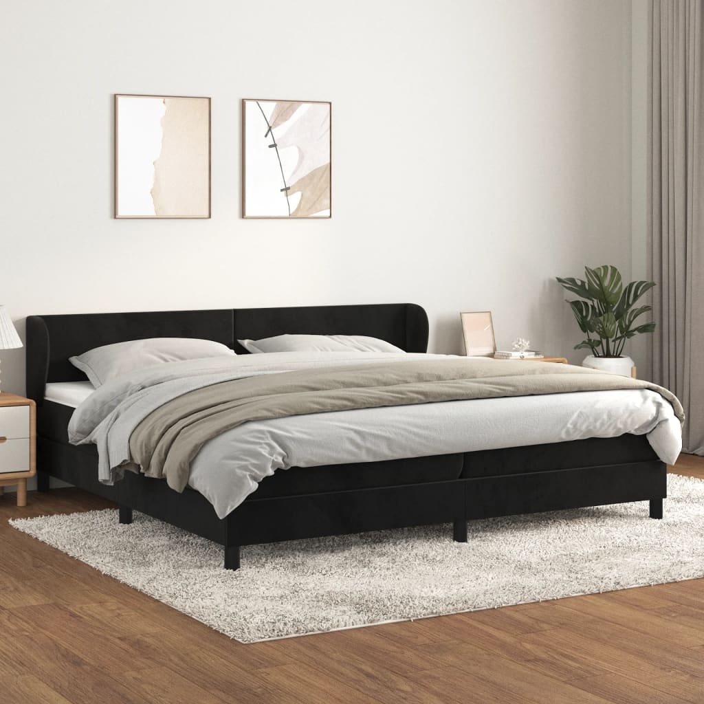 Pat box spring cu saltea, negru, 200x200 cm, catifea - Casa - Decoo