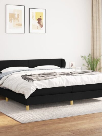 Pat box spring cu saltea, negru, 200x200 cm, textil - Casa - Decoo