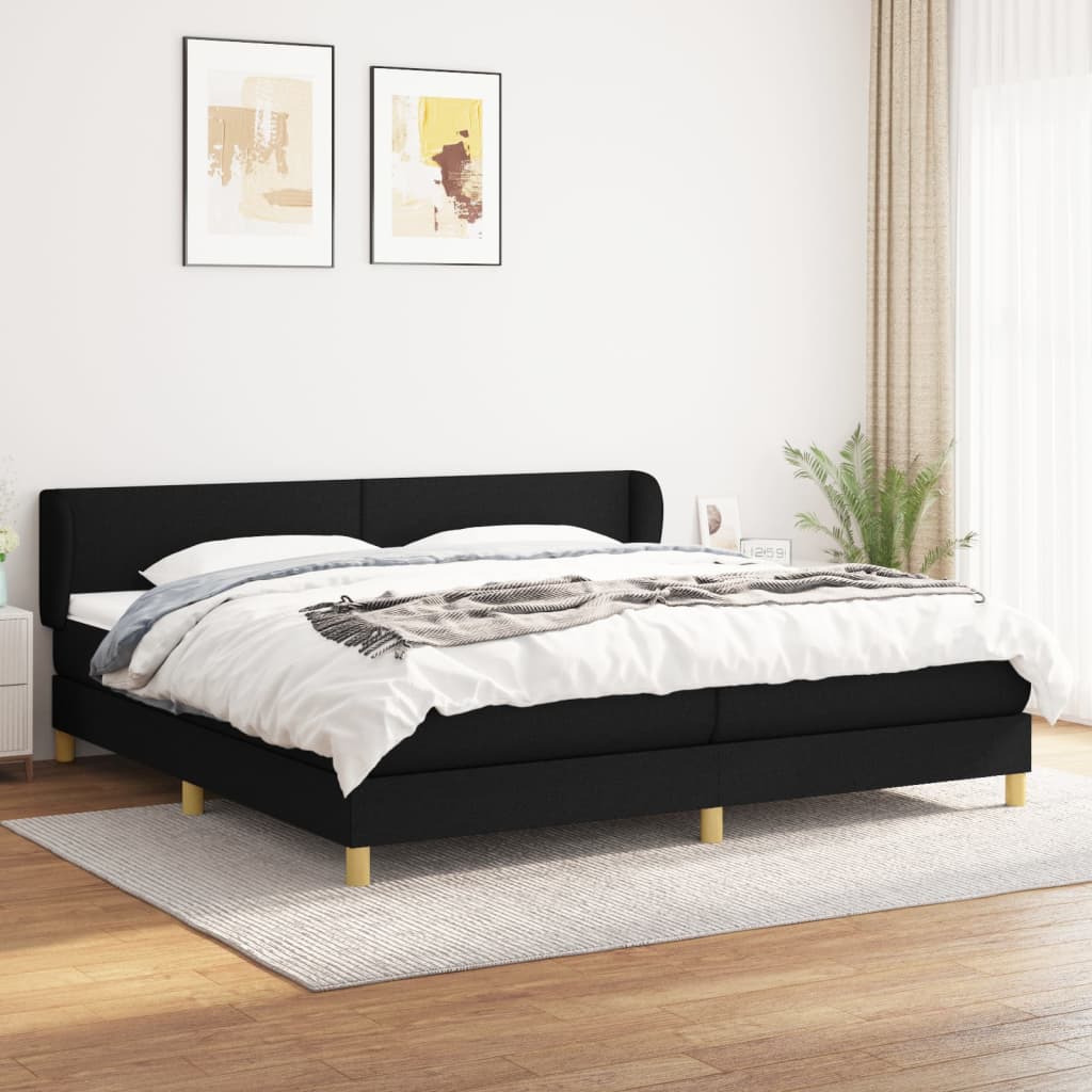 Pat box spring cu saltea, negru, 200x200 cm, textil - Casa - Decoo