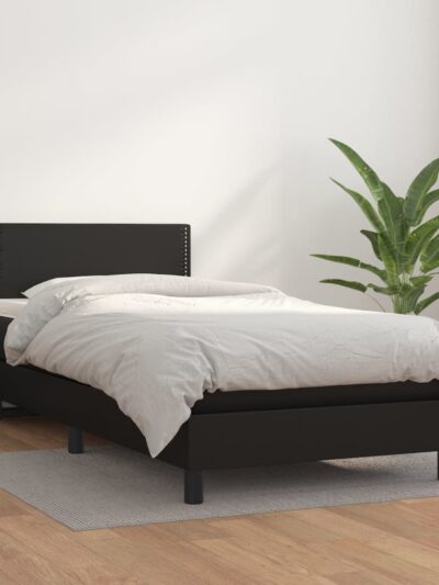 Pat box spring cu saltea, negru, 80x200 cm, piele ecologică - Casa - Decoo