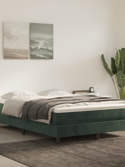 Pat box spring cu saltea, verde închis, 140x200 cm, catifea - Casa - Decoo