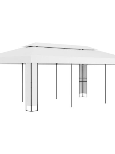 Pavilion cu acoperiș dublu, alb, 3 x 6 m - Foisoare,Corturi si pavilioane de gradina - Decoo