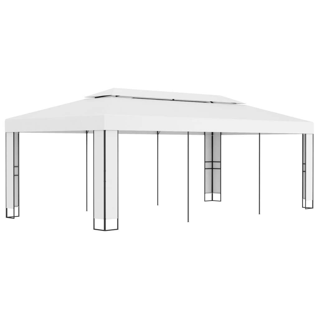 Pavilion cu acoperiș dublu, alb, 3 x 6 m - Foisoare,Corturi si pavilioane de gradina - Decoo