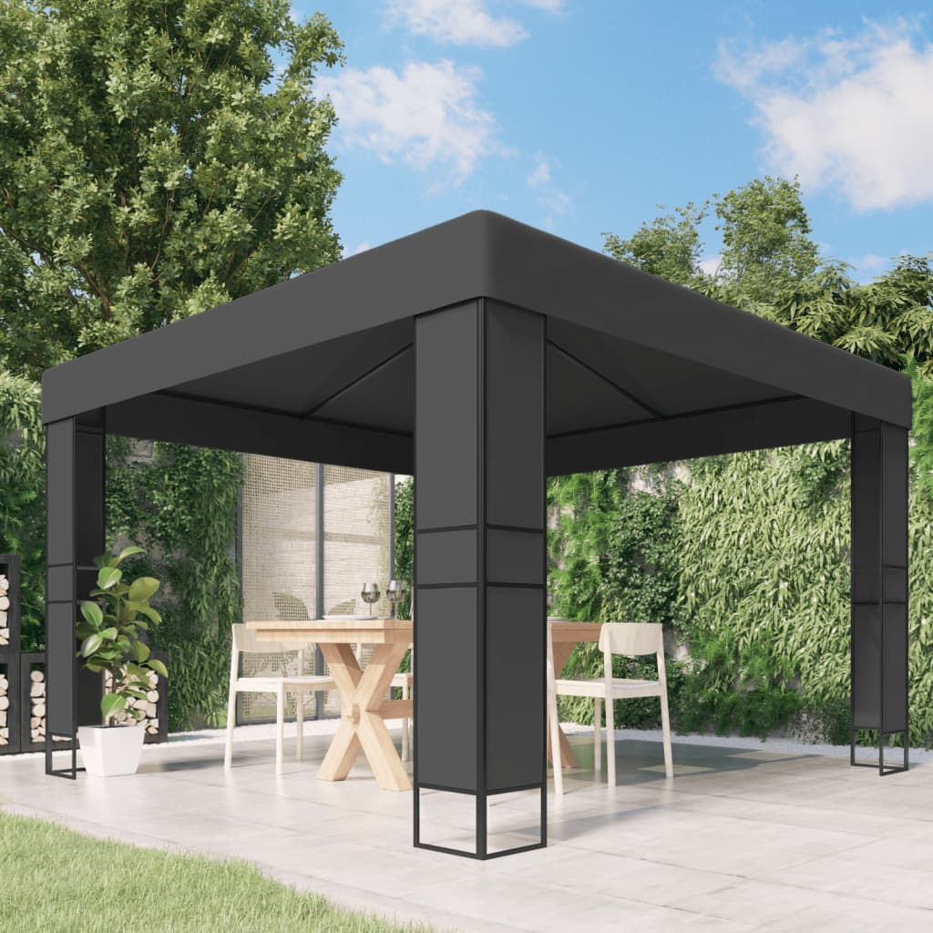 Pavilion cu acoperiș dublu, antracit, 3 x 3 m - Foisoare,Corturi si pavilioane de gradina - Decoo