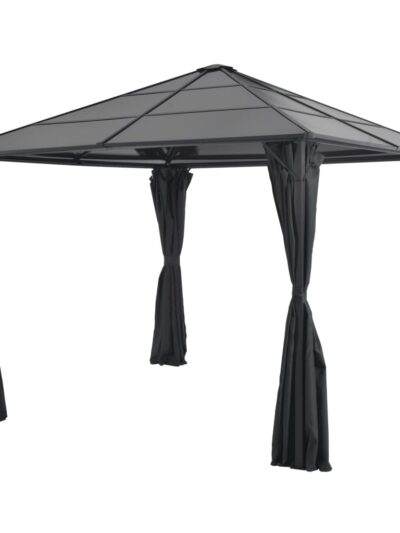 Pavilion cu perdea, negru, 3 x 3 m, aluminiu - Foisoare,Corturi si pavilioane de gradina - Decoo