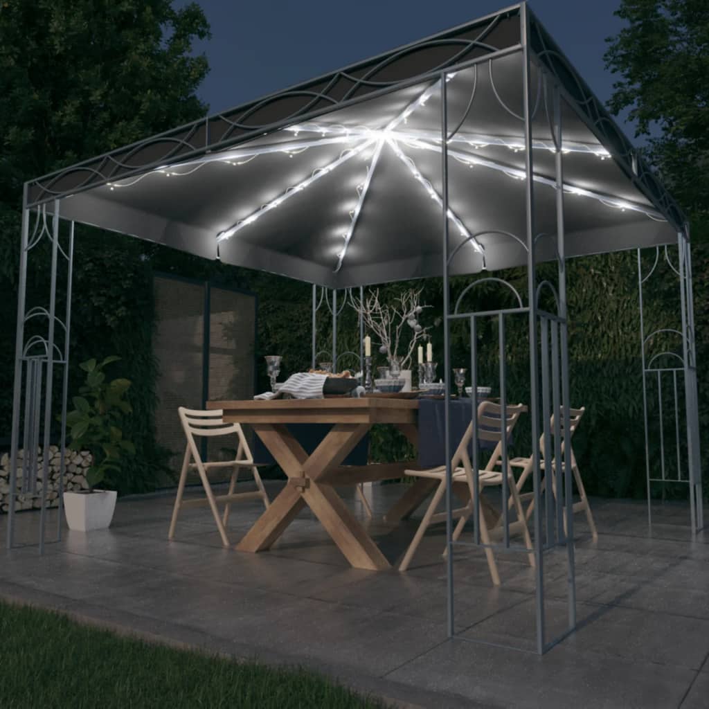 Pavilion cu șir de lumini LED, antracit, 300x300cm - Foisoare,Corturi si pavilioane de gradina - Decoo