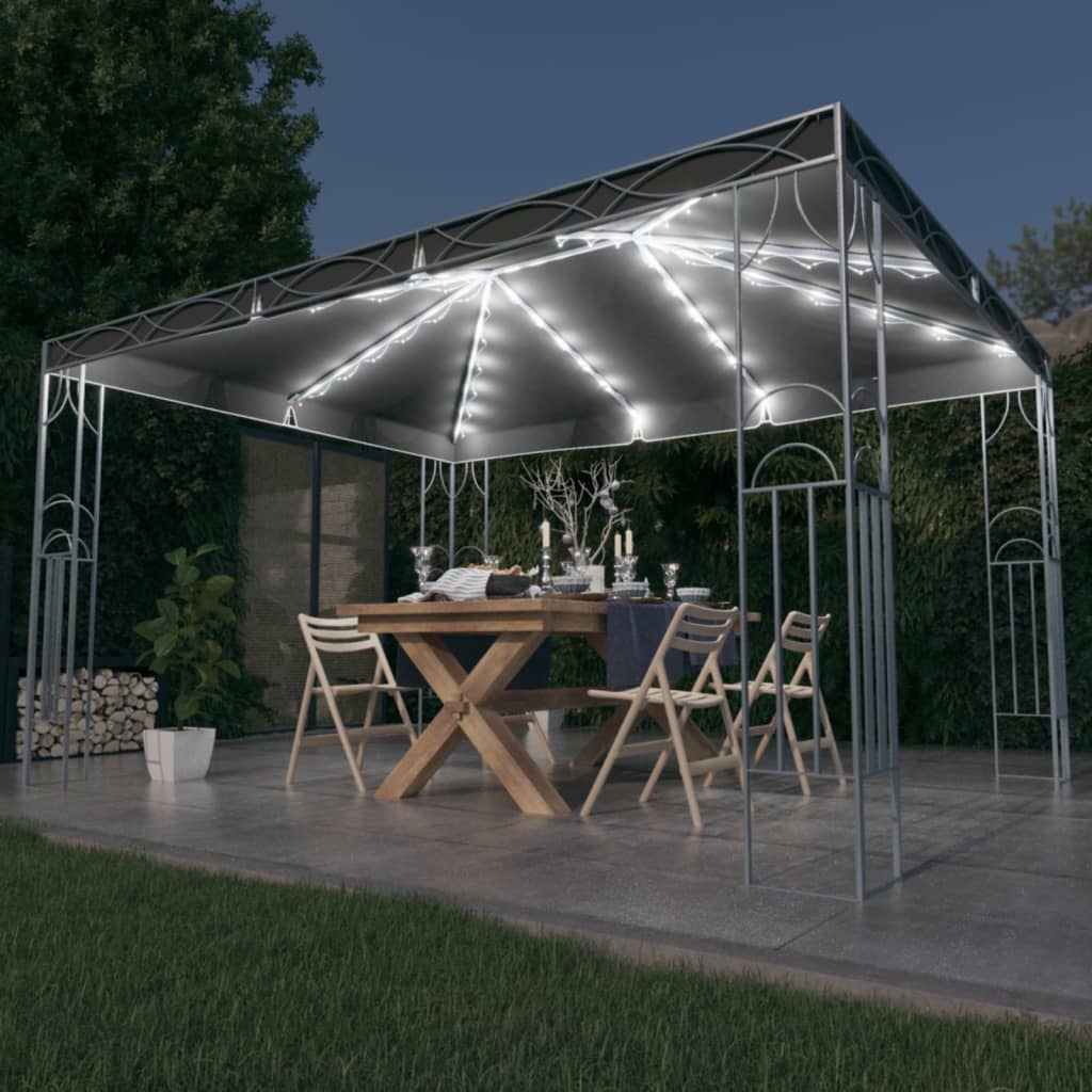 Pavilion cu șir de lumini LED, antracit, 400x300 cm - Foisoare,Corturi si pavilioane de gradina - Decoo