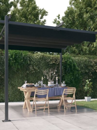 Pavilion de grădină, acoperiș retractabil, antracit, 3x3 m - Foisoare,Corturi si pavilioane de gradina - Decoo