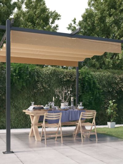 Pavilion de grădină, acoperiș retractabil, gri taupe, 3x3 m - Foisoare,Corturi si pavilioane de gradina - Decoo