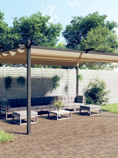 Pavilion de grădină, acoperiș retractabil, gri taupe, 4x3 m - Foisoare,Corturi si pavilioane de gradina - Decoo