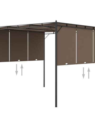 Pavilion de grădină cu perdea laterală, gri taupe, 3x3x2,25 m - Foisoare,Corturi si pavilioane de gradina - Decoo